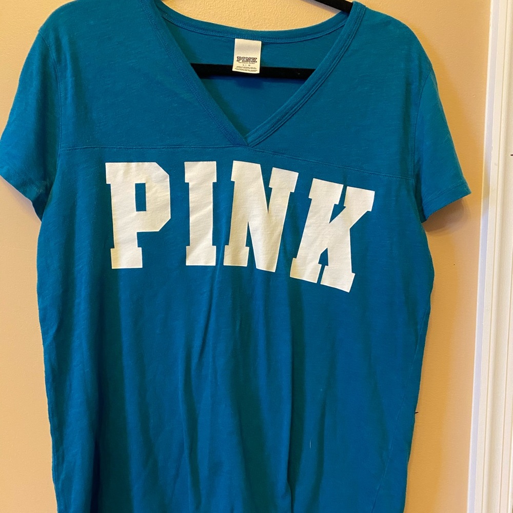 Teal PINK V-Neck Tee